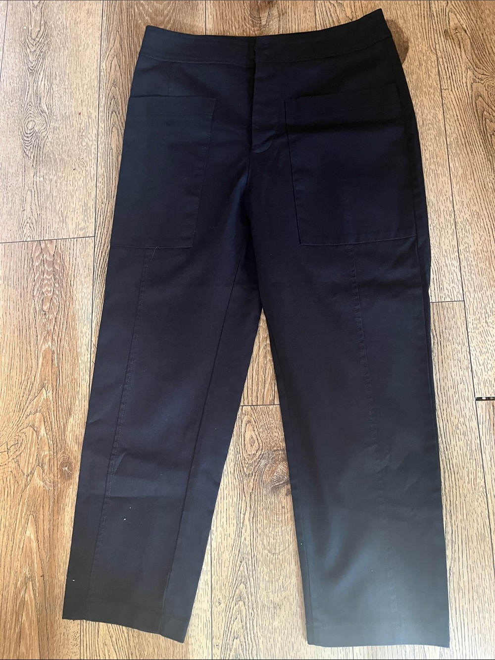 Zara Black Straight-Leg Pants with Front Patch Pockets